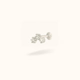 14K White Gold Crystal 3 Cluster - Threadless - Lulu Ave Body Jewelery