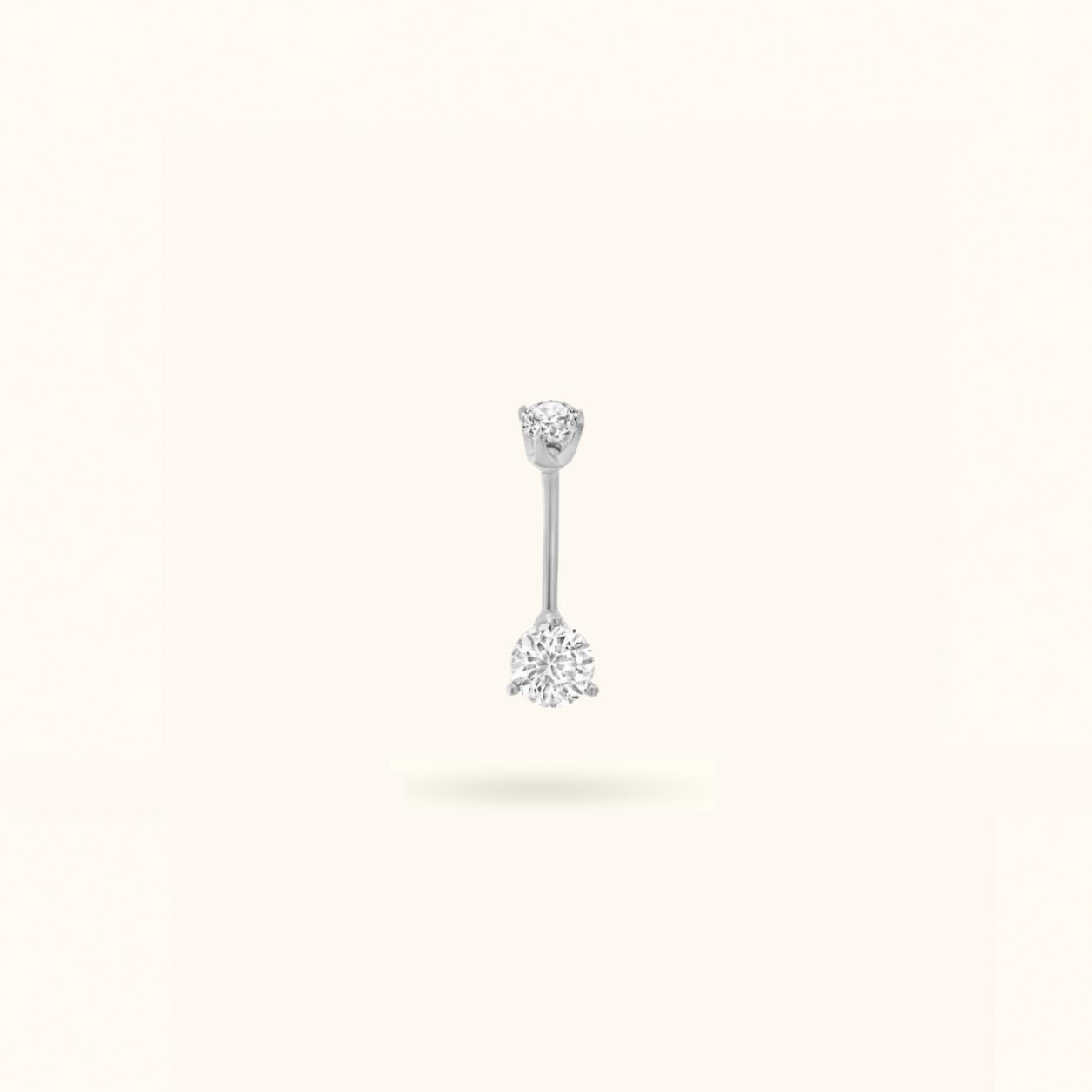 14K White Gold Crystal Navel Barbell - Belly Rings - Lulu Ave Body Jewelery