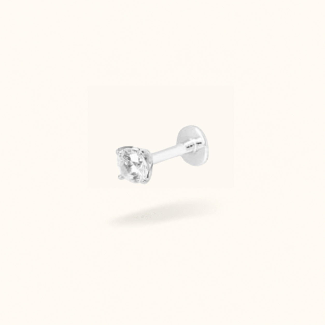 14K White Gold Crystal Prong - Threadless - Lulu Ave Body Jewelery