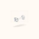 14K White Gold Crystal Prong - Threadless - Lulu Ave Body Jewelery