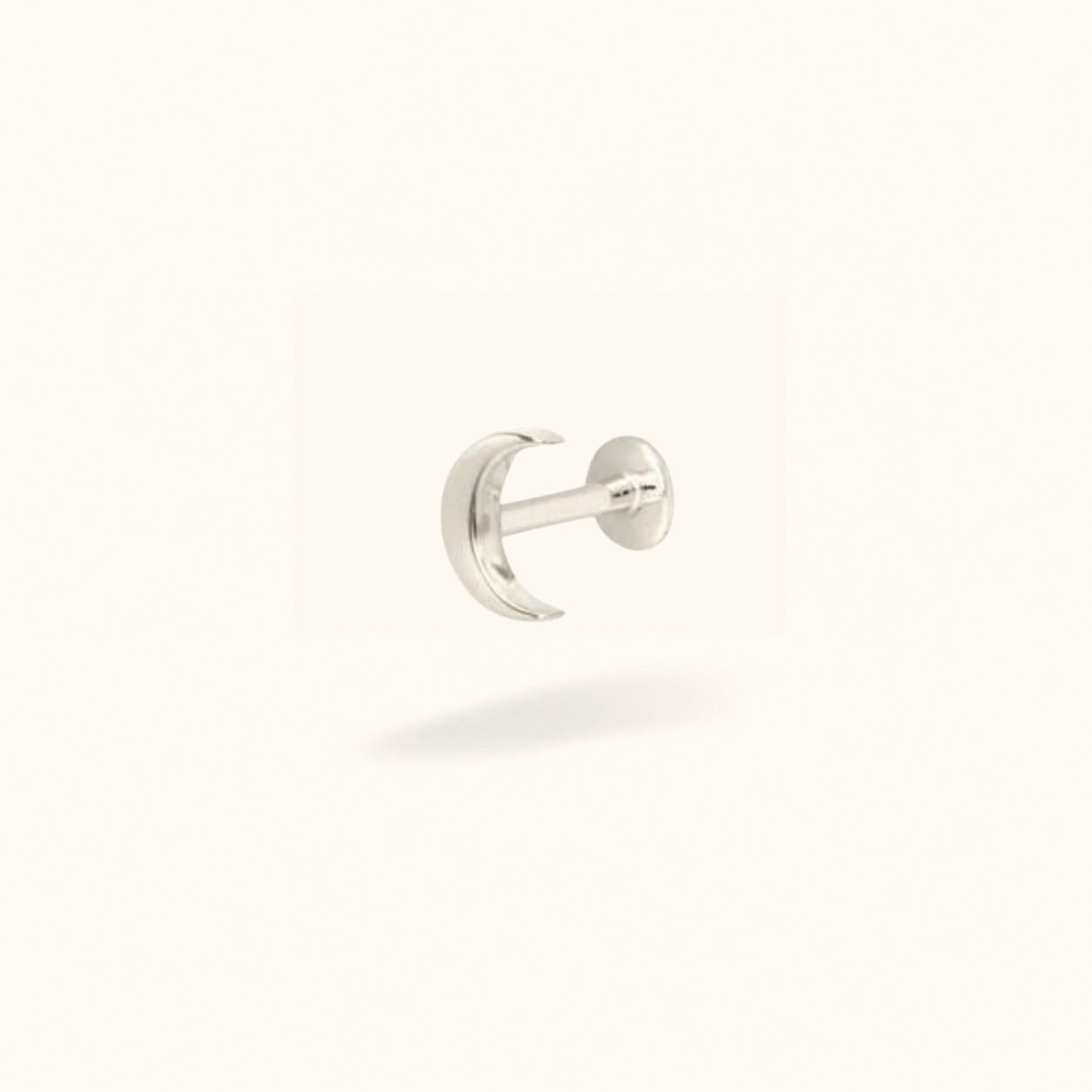 14K White Gold Plain Moon - Threadless - Lulu Ave Body Jewelery