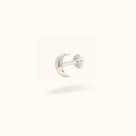 14K White Gold Plain Moon - Threadless - Lulu Ave Body Jewelery