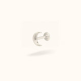 14K White Gold Plain Moon - Threadless - Lulu Ave Body Jewelery