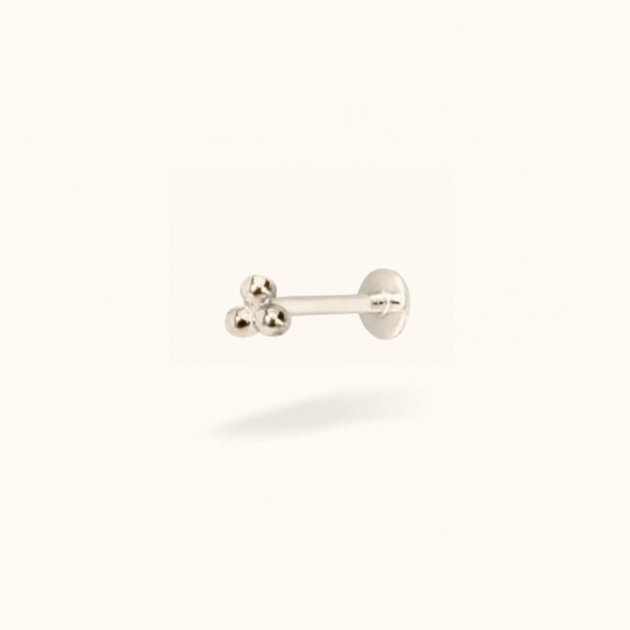 14K White Gold Tri-Ball - Threadless - Lulu Ave Body Jewelery