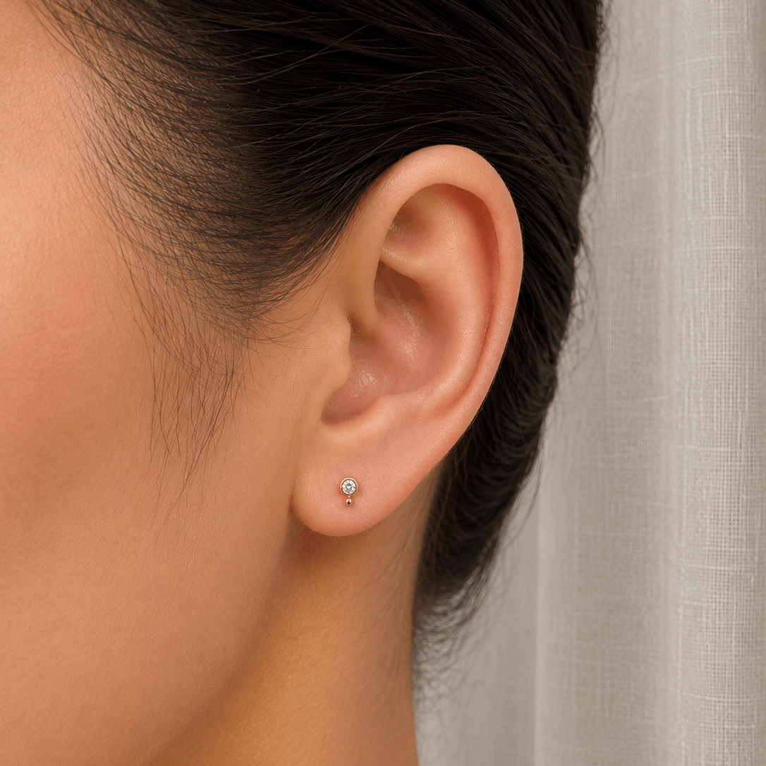 14k Yellow Gold Bezel Bead - Earrings - Lulu Ave Body Jewelery