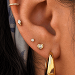 14k Yellow Gold Bezel heart - Earrings - Lulu Ave Body Jewelery