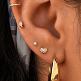 14k Yellow Gold Bezel heart - Earrings - Lulu Ave Body Jewelery