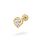 14k Yellow Gold Bezel heart - Earrings - Lulu Ave Body Jewelery