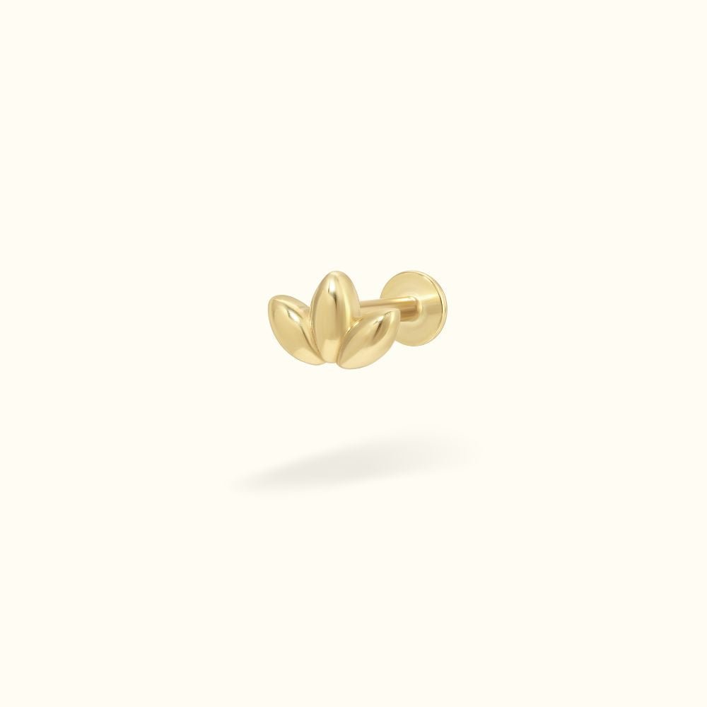 14k Yellow Gold Bubble Marquise Flat Back - Earrings - Lulu Ave Body Jewelery