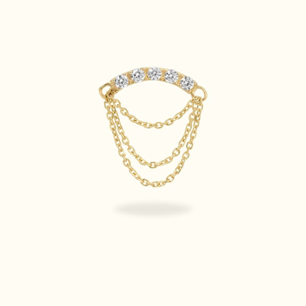 14k Yellow Gold Crystal Layered Hidden Helix Flat Back - Earrings - Lulu Ave Body Jewelery