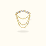 14k Yellow Gold Crystal Layered Hidden Helix Flat Back - Earrings - Lulu Ave Body Jewelery