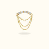 14k Yellow Gold Crystal Layered Hidden Helix Flat Back - Earrings - Lulu Ave Body Jewelery