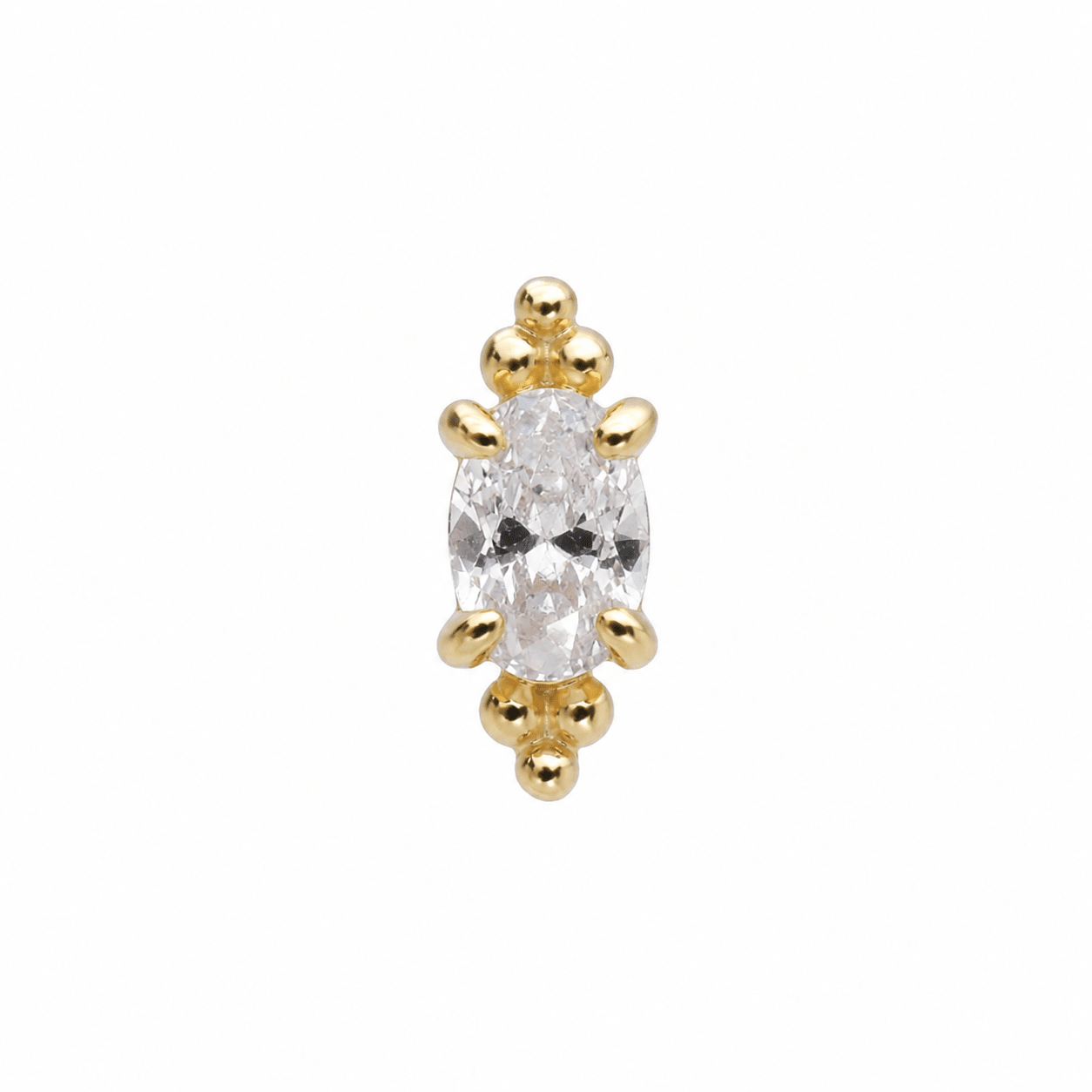 14k Yellow Gold Crystal Oval Tri-Ball - Earrings - Lulu Ave Body Jewelery
