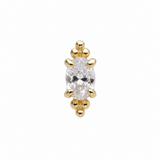 14k Yellow Gold Crystal Oval Tri-Ball - Earrings - Lulu Ave Body Jewelery