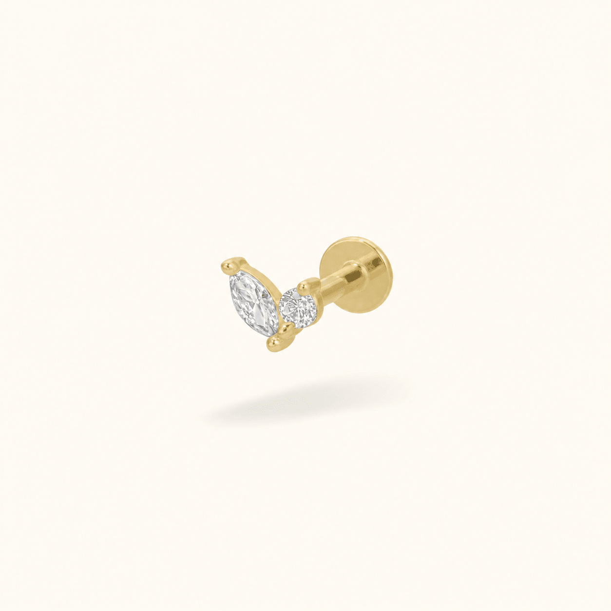 14k Yellow Gold Crystal Sprout - Earrings - Lulu Ave Body Jewelery