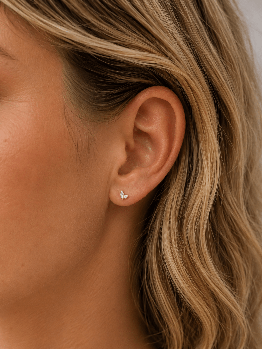 14k Yellow Gold Crystal Sprout - Earrings - Lulu Ave Body Jewelery