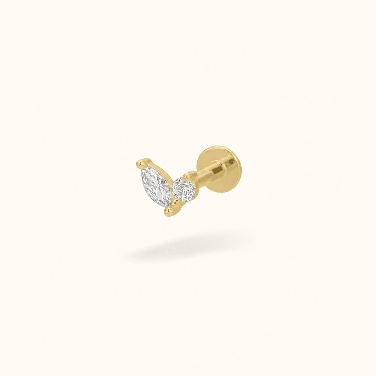 14k Yellow Gold Crystal Sprout - Earrings - Lulu Ave Body Jewelery