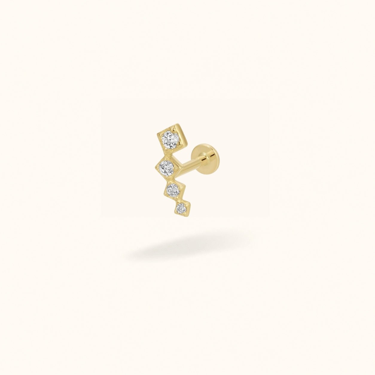 14k Yellow Gold Crystal Square Cluster - Earrings - Lulu Ave Body Jewelery