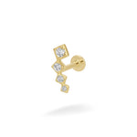 14k Yellow Gold Crystal Square Cluster - Earrings - Lulu Ave Body Jewelery