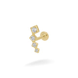 14k Yellow Gold Crystal Square Cluster - Earrings - Lulu Ave Body Jewelery