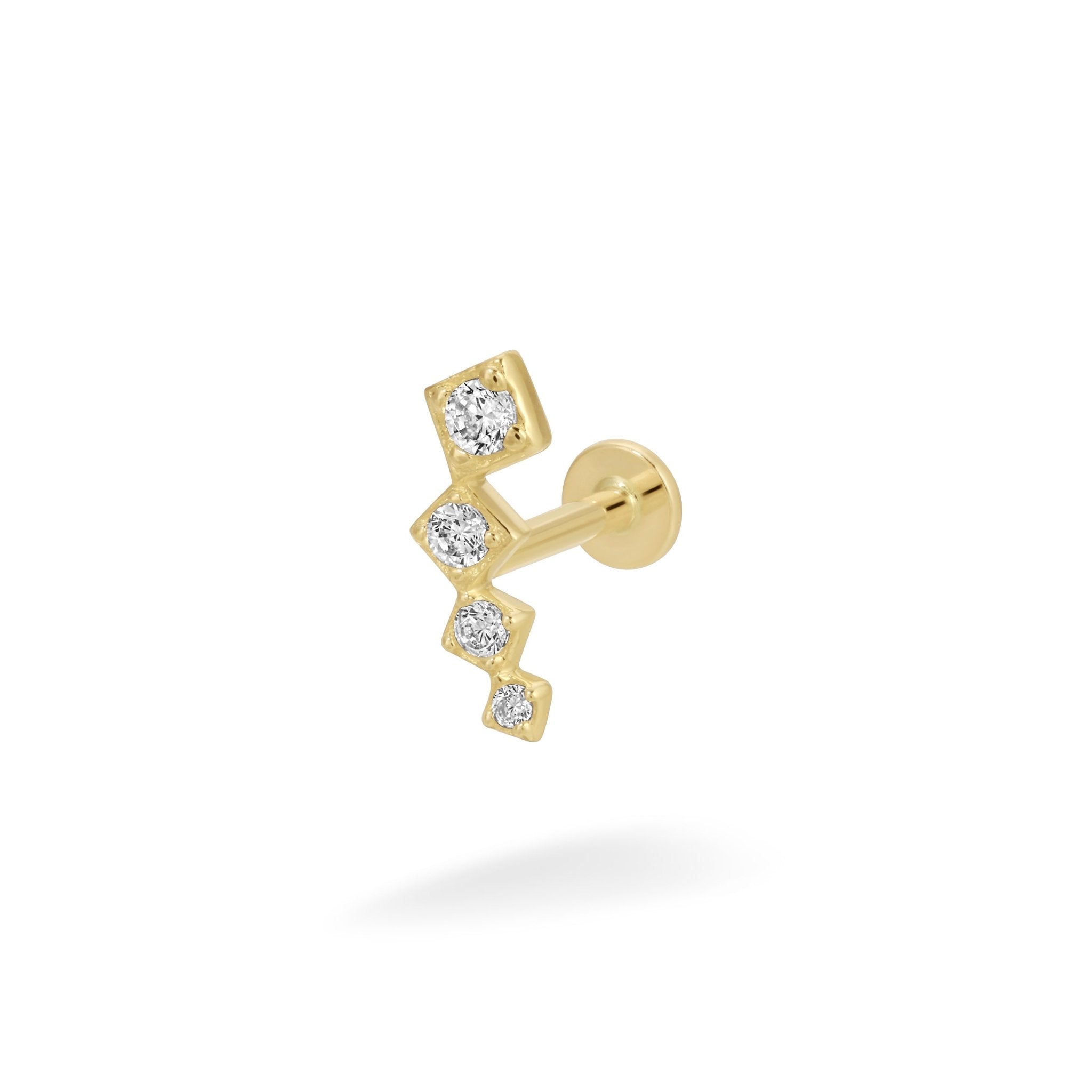 14k Yellow Gold Crystal Square Cluster - Earrings - Lulu Ave Body Jewelery