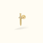 14k Yellow Gold Crystal Sword Flat Back - Earrings - Lulu Ave Body Jewelery