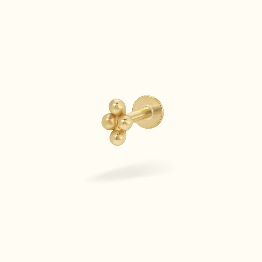 14k Yellow Gold Four - Ball Flat Back - Earrings - Lulu Ave Body Jewelery