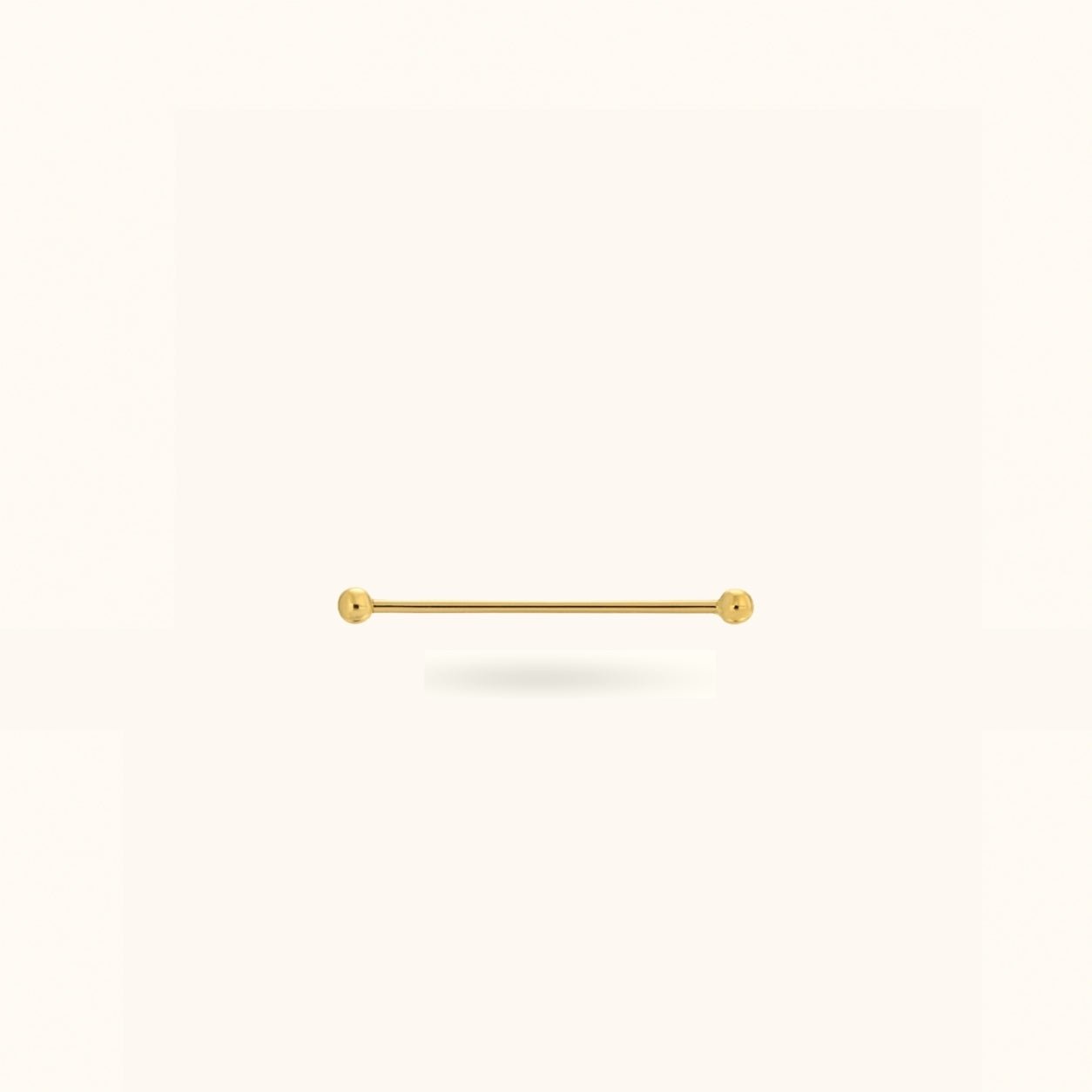 14k Yellow Gold Industrial Barbell - Belly Rings - Lulu Ave Body Jewelery