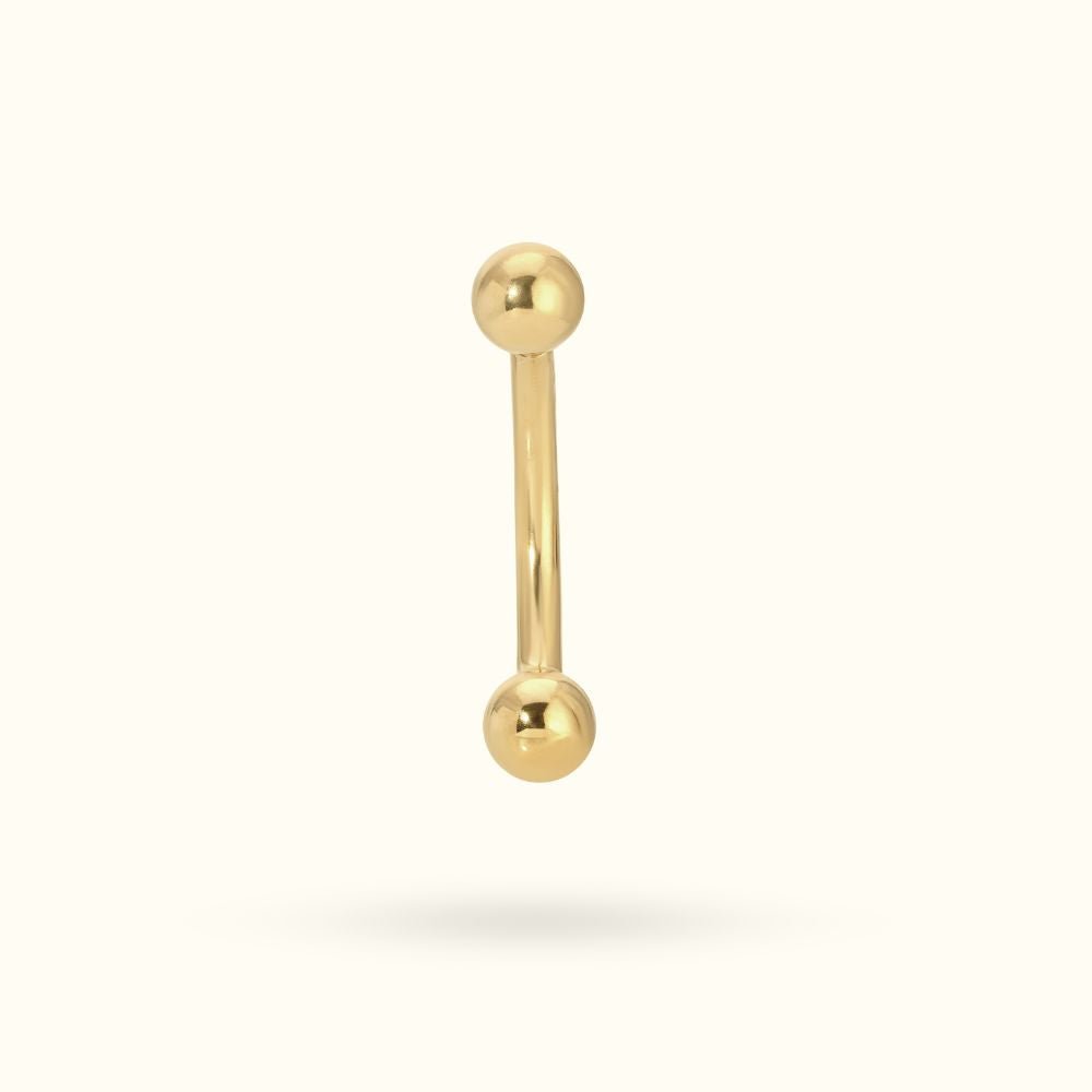 14k Yellow Gold Plain Rook Barbell - Lulu Ave Body Jewelery