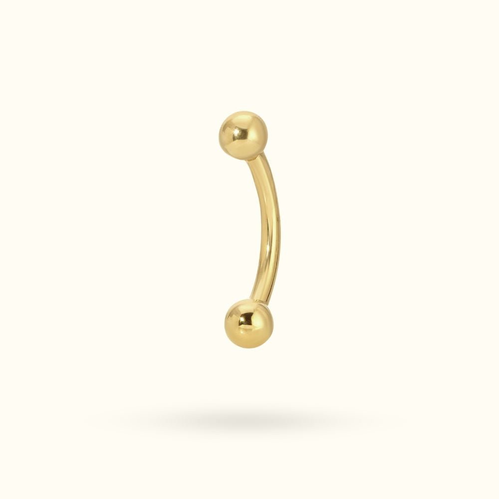 14k Yellow Gold Plain Rook Barbell - Lulu Ave Body Jewelery