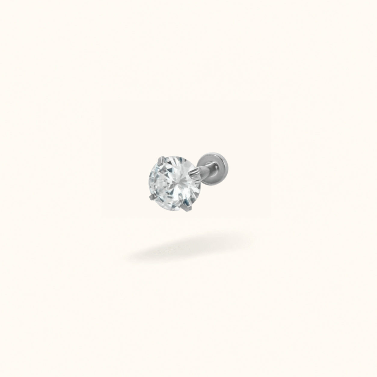 Titanium Crystal Prong Single Earring - Threadless - Lulu Ave Body Jewelery
