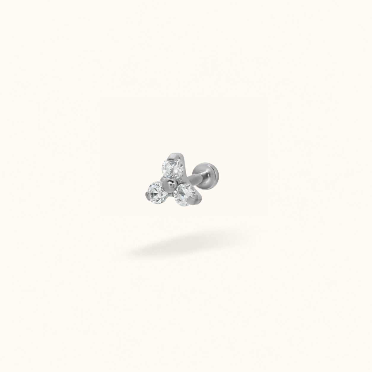 Titanium Crystal Trinity Single Earring - Threadless - Lulu Ave Body Jewelery