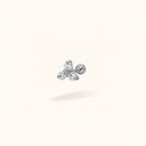 Titanium Crystal Trinity Single Earring - Threadless - Lulu Ave Body Jewelery