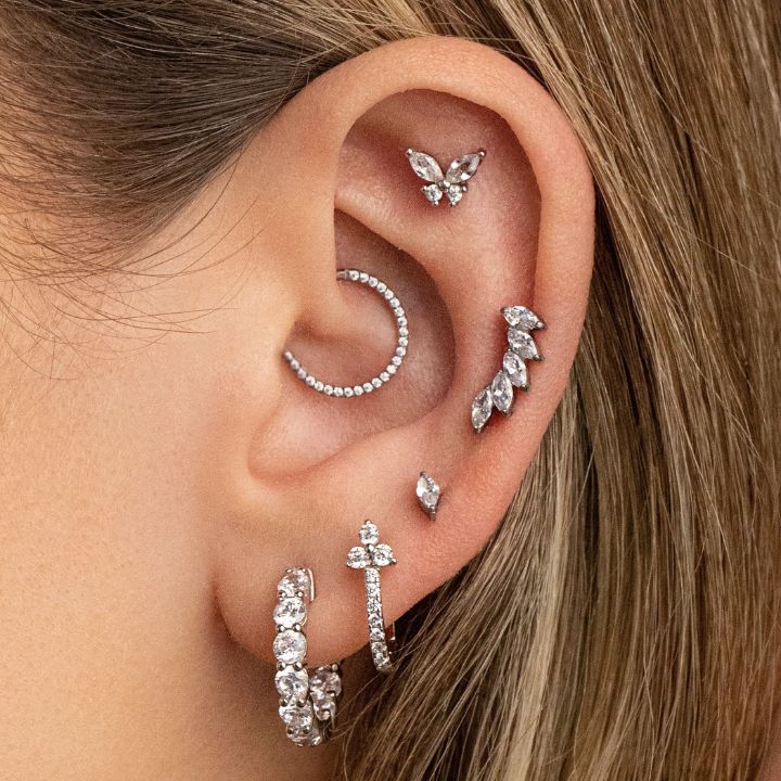 Shop the Look: Silver hoop earrings paired set for a complete look - Lulu Ave Body Jewelery