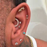 14K Yellow Gold CZ Teardrop Dangle Flat Back Stud