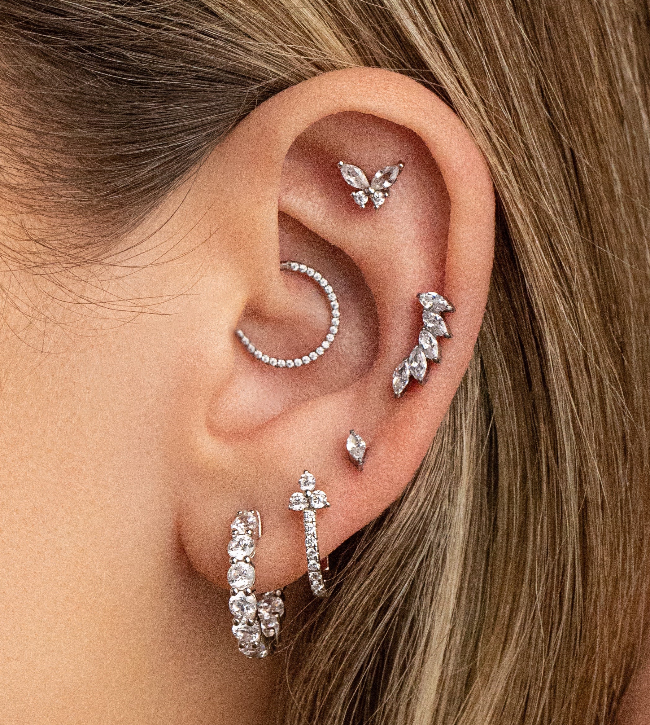 Titanium Crystal Climber Single Earring - Lulu Ave Body Jewelery