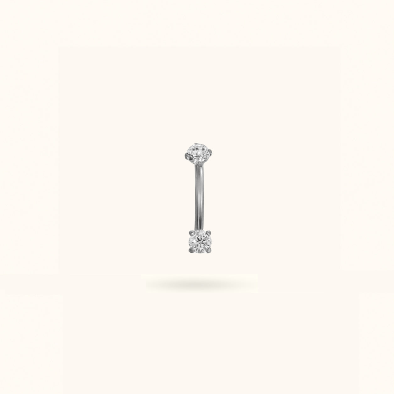 Titanium Crystal Prong Push-Back Curve Rook Barbell - Lulu Ave Body Jewelery