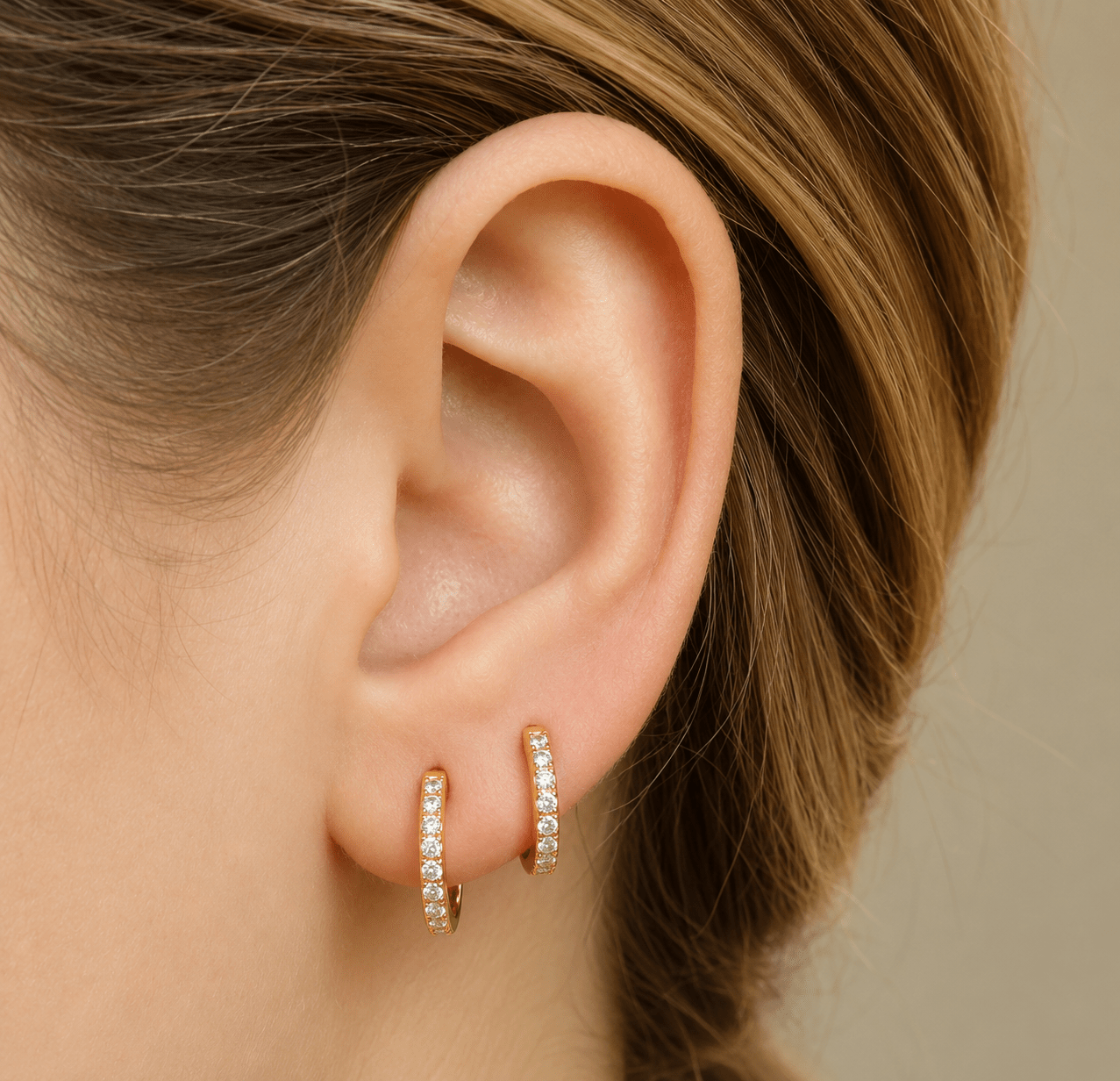 Gold Vermeil Crystal Huggies - Lulu Ave Body Jewelery