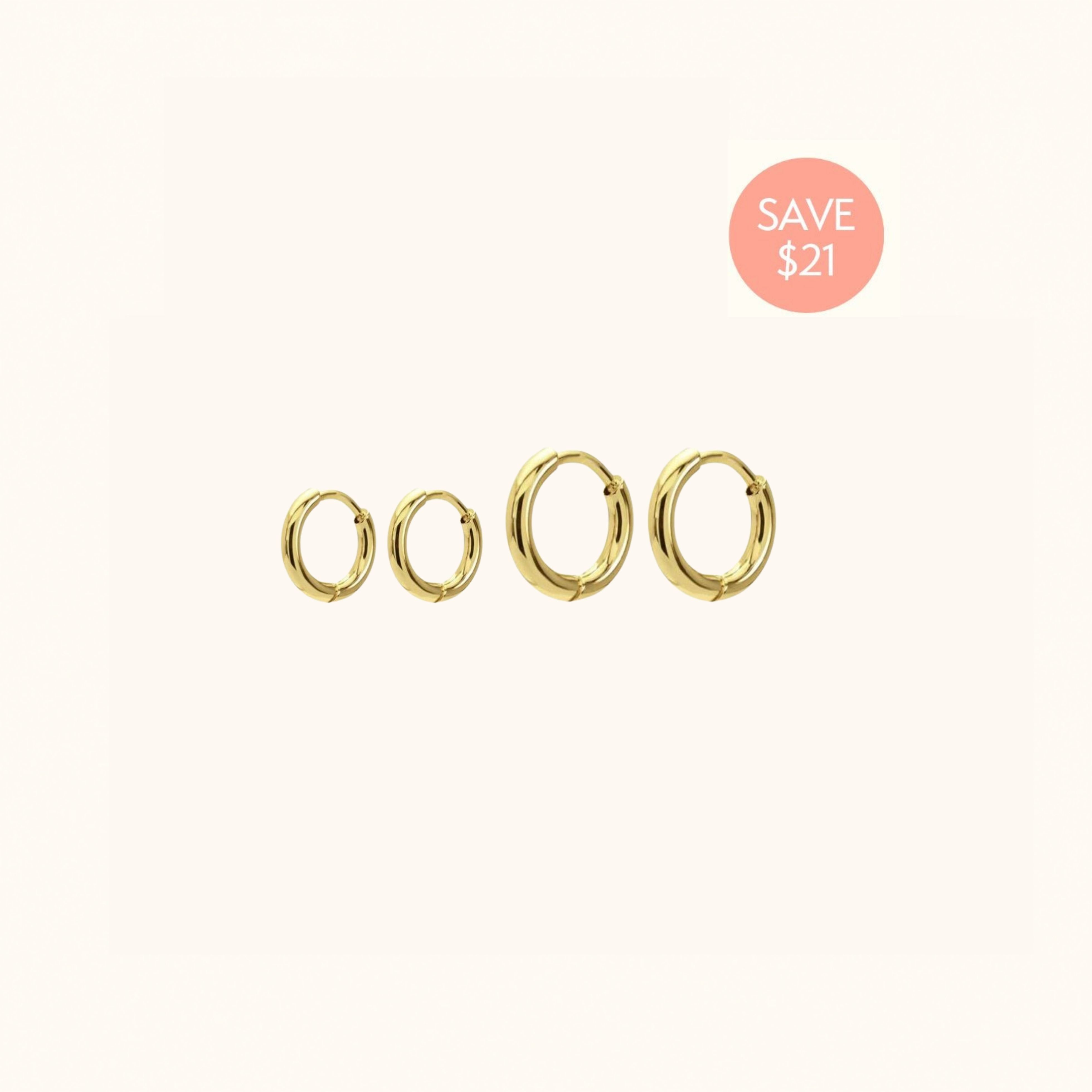 Round Simple Huggies Set - Earrings - Lulu Ave Body Jewelery