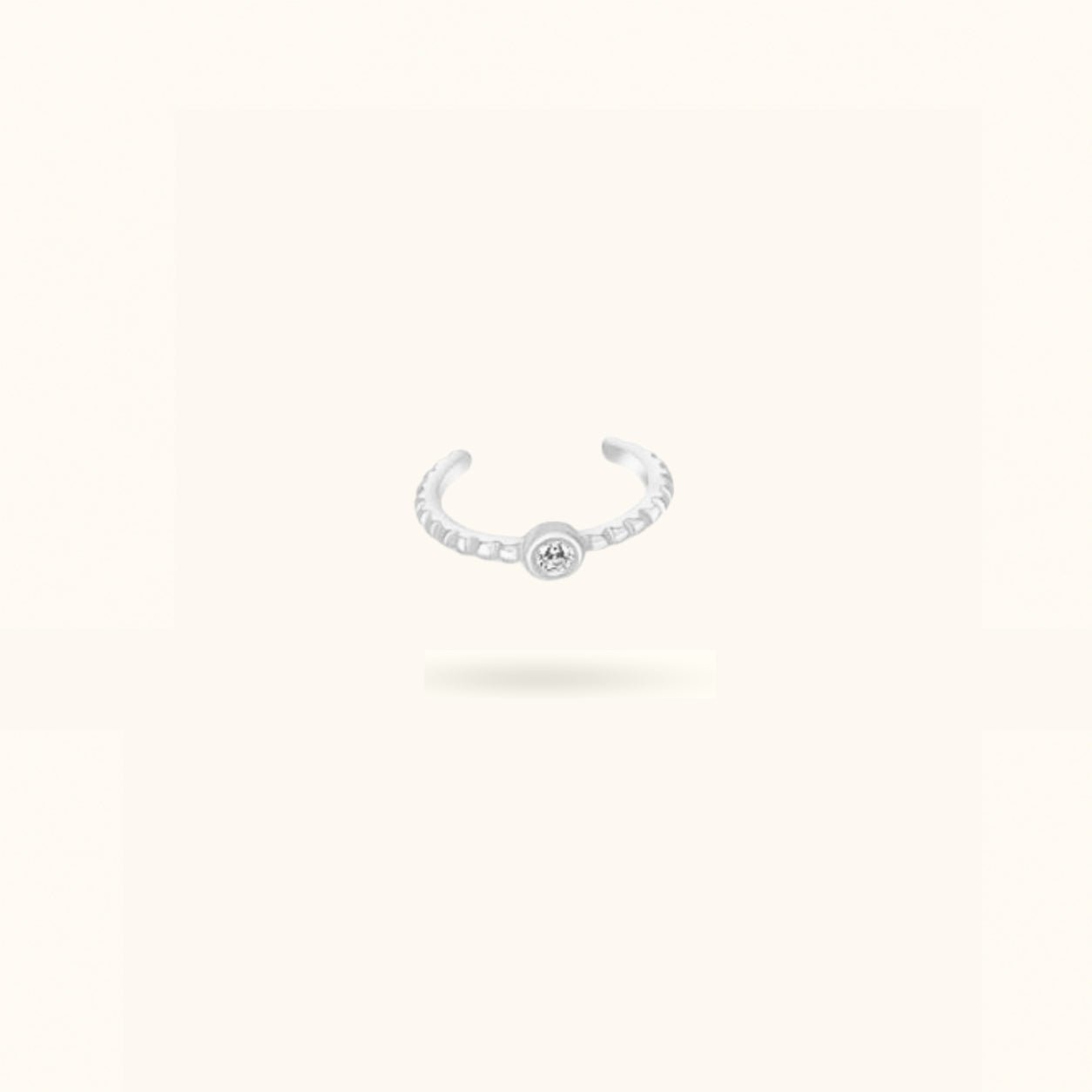 Silver Ear Cuff With Pave Stone - Cuff - Lulu Ave Body Jewelery