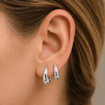 Silver Vermeil Tear Drop Huggies - Earrings - Lulu Ave Body Jewelery
