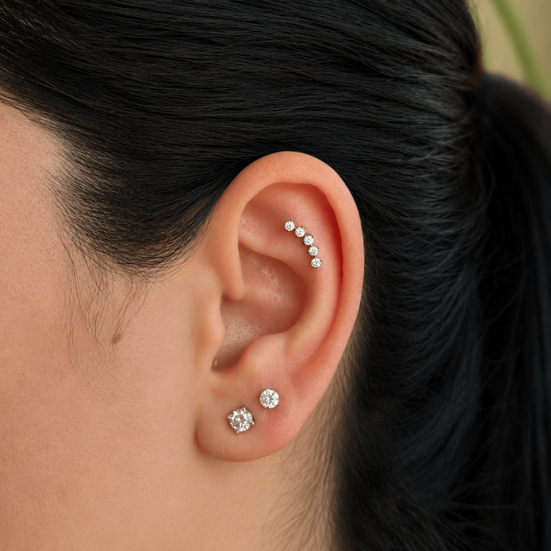 Titanium Crystal 5 Cluster - Earrings - Lulu Ave Body Jewelery