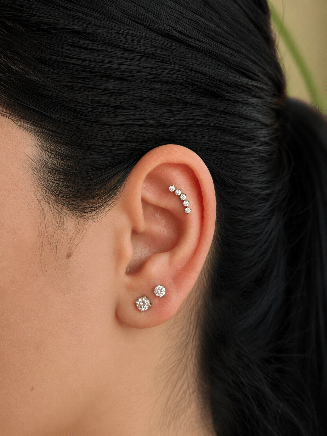 Titanium Crystal 5 Cluster - Earrings - Lulu Ave Body Jewelery