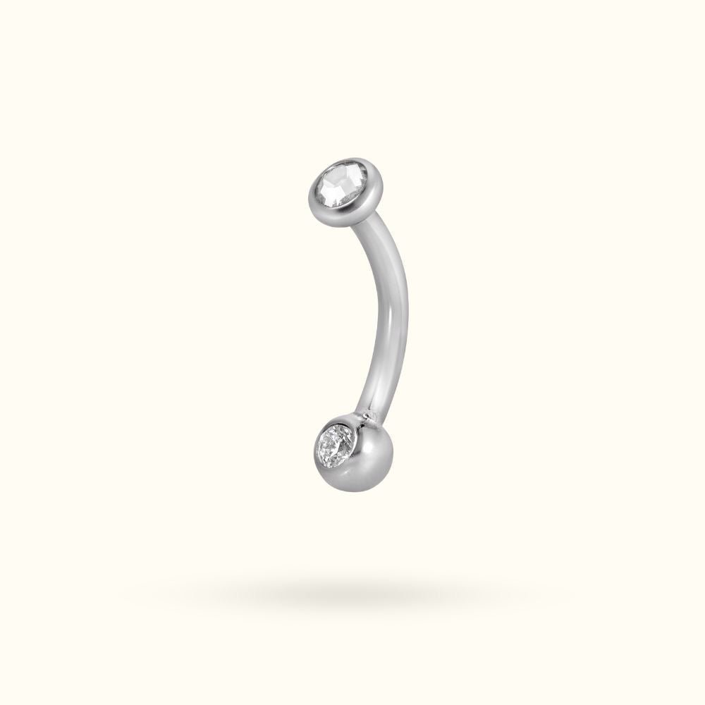 Titanium Crystal Bezel Curve Rook Barbell - Rook - Lulu Ave Body Jewelery