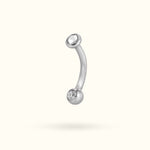 Titanium Crystal Bezel Curve Rook Barbell - Rook - Lulu Ave Body Jewelery