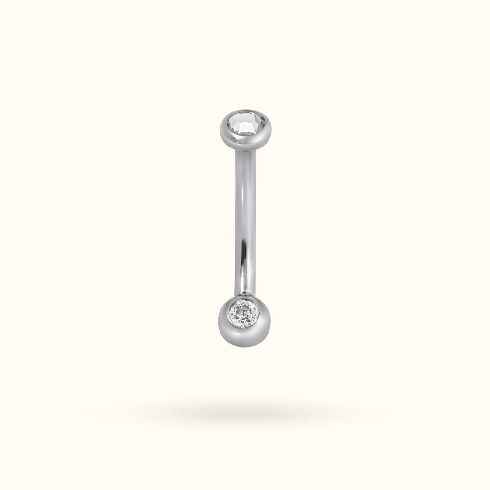 Titanium Crystal Bezel Curve Rook Barbell - Rook - Lulu Ave Body Jewelery