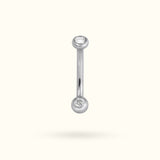 Titanium Crystal Bezel Curve Rook Barbell - Rook - Lulu Ave Body Jewelery