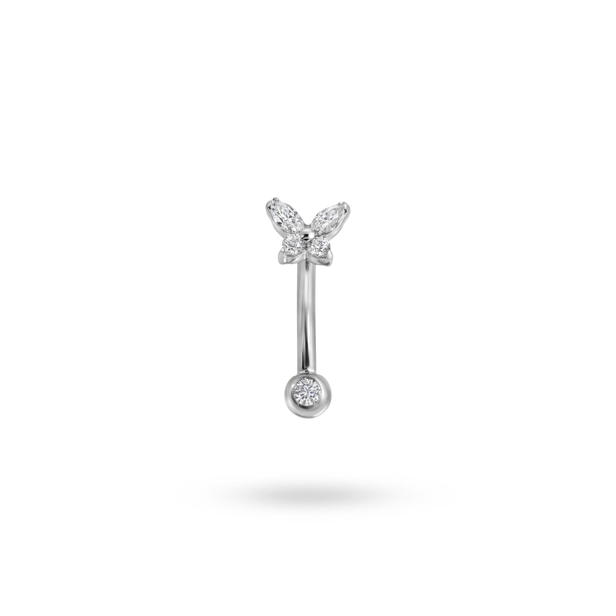 Titanium Crystal Butterfly Curve Rook Barbell - Rook - Lulu Ave Body Jewelery