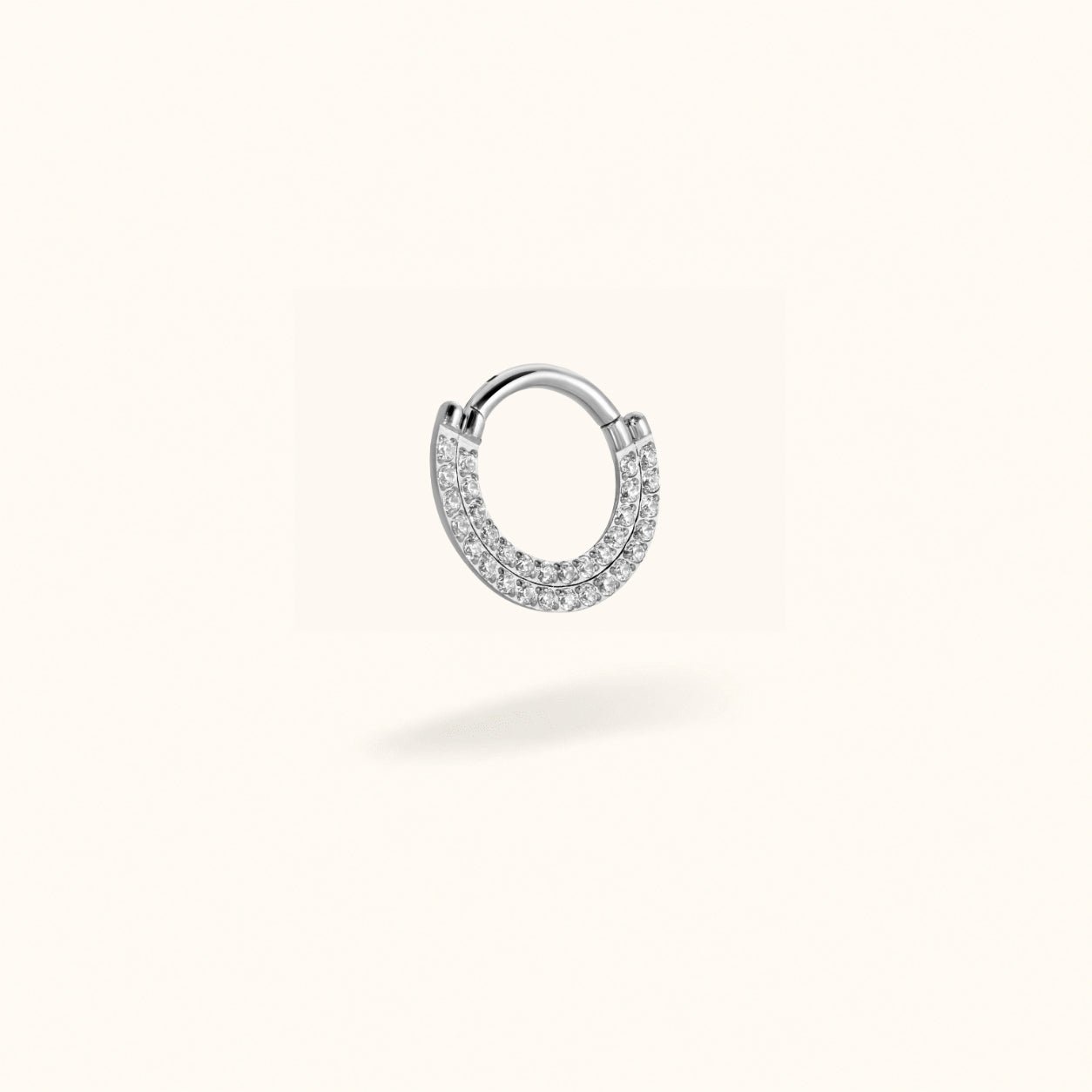 Titanium Crystal Double Front Hinged Ring - Hinged Ring - Lulu Ave Body Jewelery