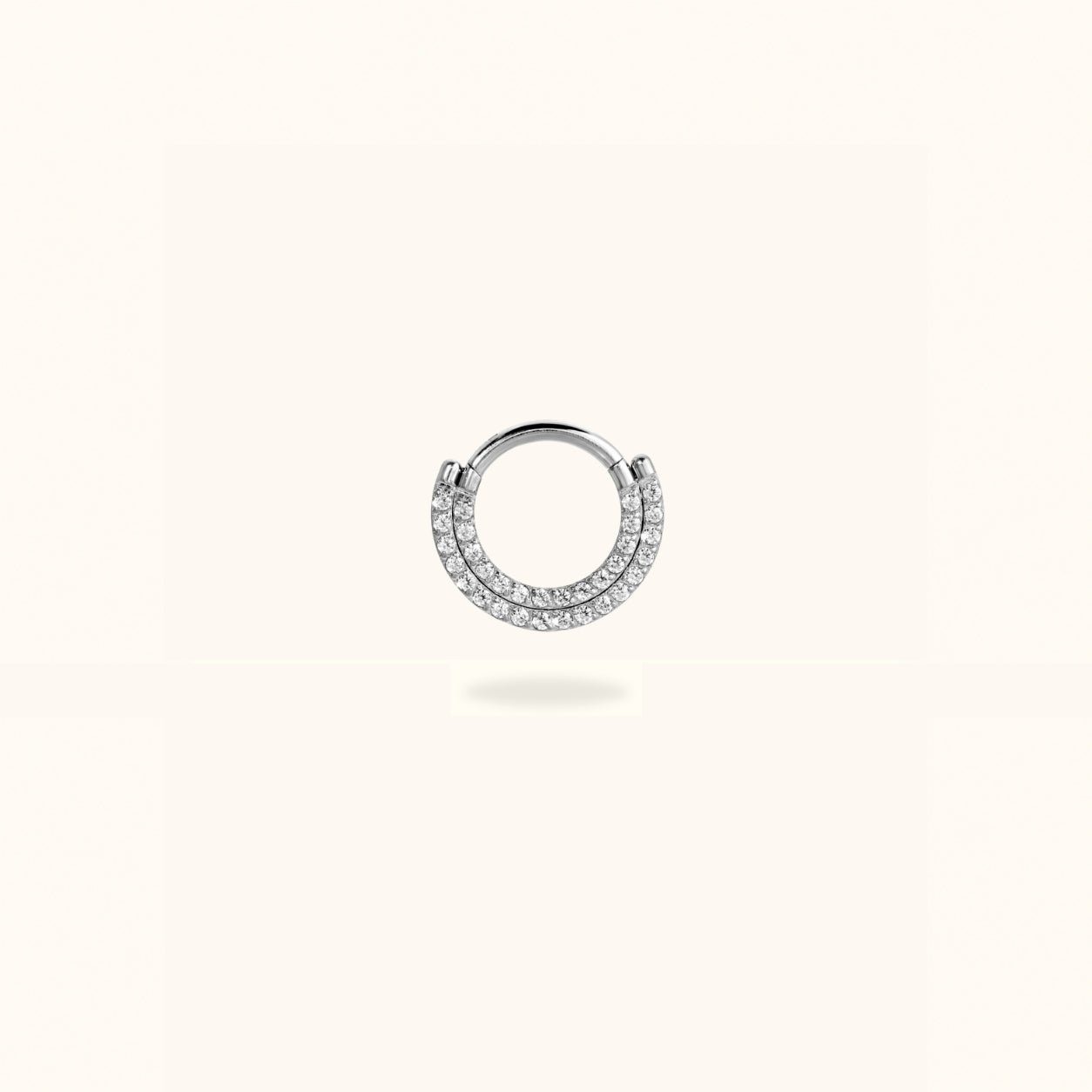 Titanium Crystal Double Front Hinged Ring - Hinged Ring - Lulu Ave Body Jewelery